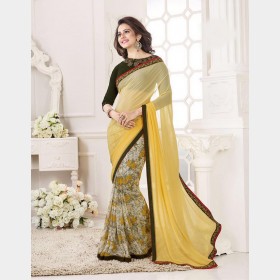 Vinay’s soft Printed Georgette Sharee with beautiful embroidered blouse piece  